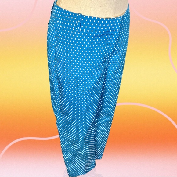 J. Crew ‘Cafe Capri’ in Turquoise & White Clip Dot Jacquard Size 6 - Picture 6 of 12
